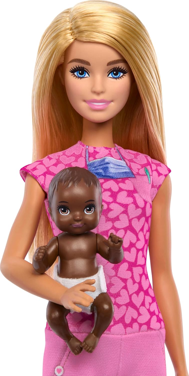 Barbie ​Barbie Baby Doctor Doll with Blonde Fashion Wearing Pink Scrubs, with Accessories & Furniture - Image 3